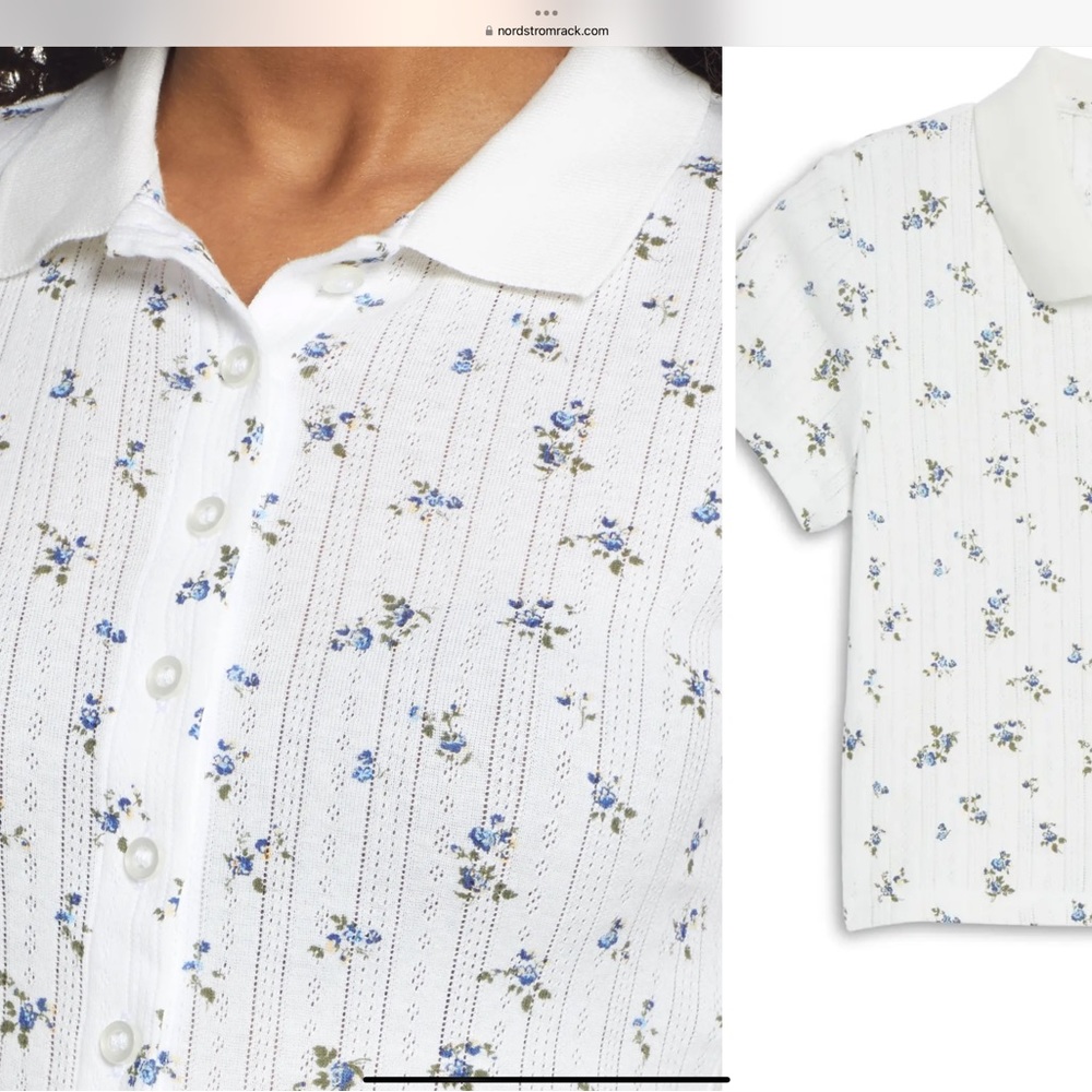 BDG Urban Outfitters Floral Crop Button-up Polo. Size small